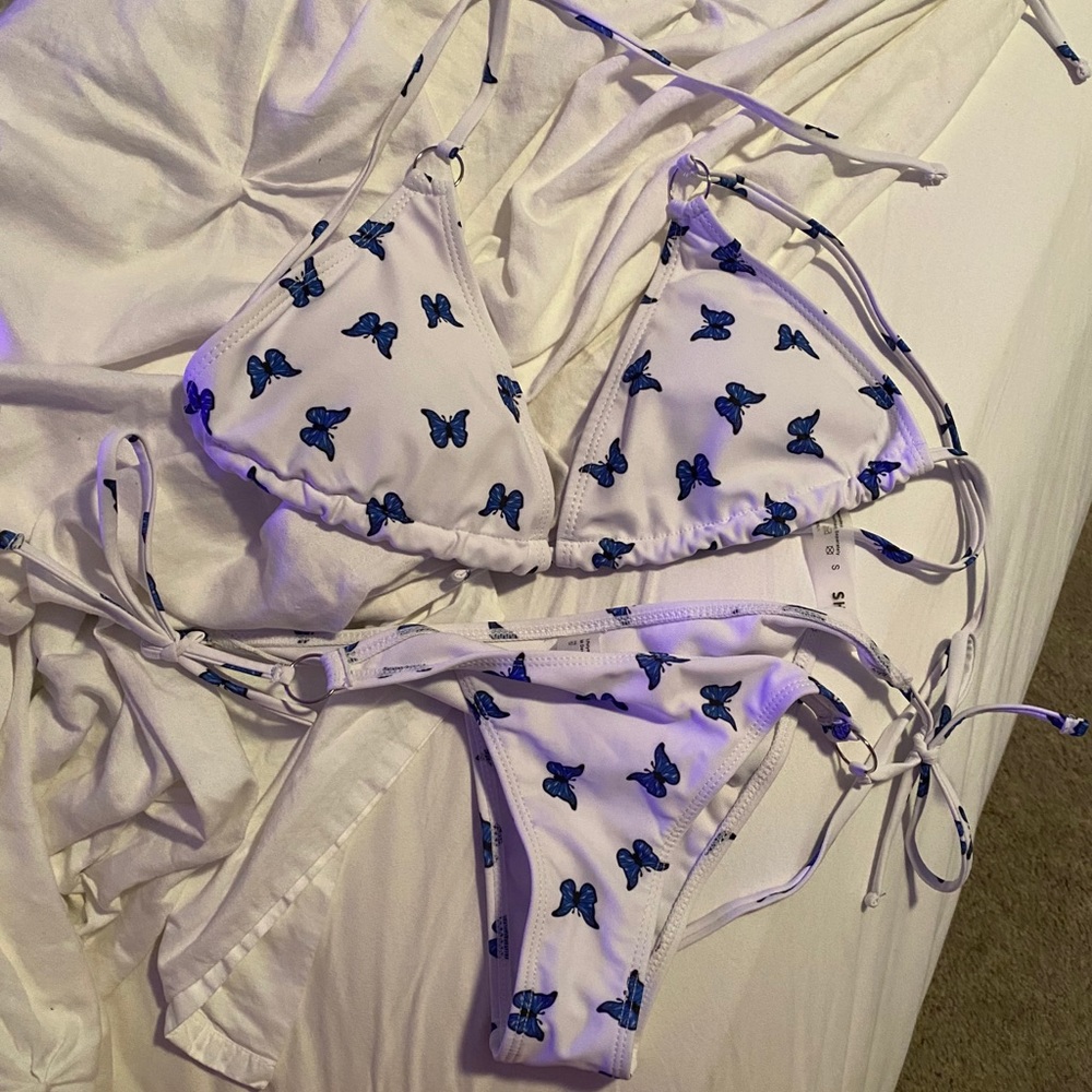 SHEIN butterfly bikini top and bottom